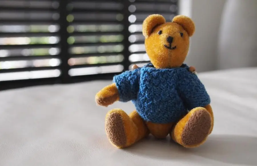 Boneka beruang di atas meja